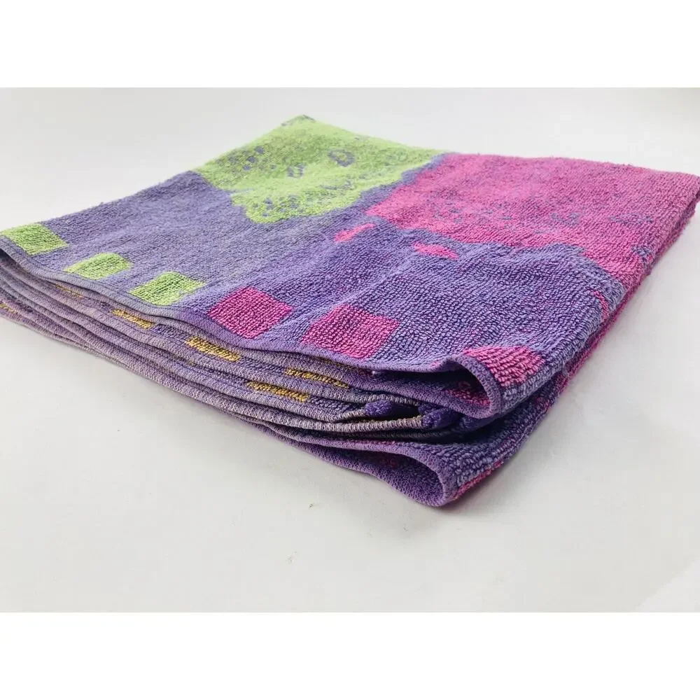 Terrycloth Beach Bath Towel Ice Cream Cone Retro Colorful Vintage Purple Orange